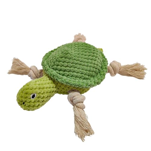 TONYFY Niedliches Meeresleben Quietschendes Kauspielzeug für Hunde, Interaktives Gefüllte Baumwolle Plüsch Seil Spielzeug - für Welpen, kleine und mittlere Hunde (Grüne Schildkröte) von TONYFY