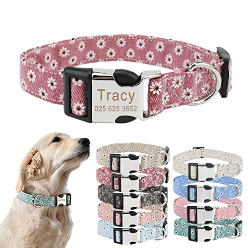 TONYFY Personalisiertes Hundehalsband mit Metallschnalle, individuelle Name und Nummer, verstellbares Haustierhalsband, Gänseblümchen Blumen Muster, für kleine, mittelgroße Hunde (Burgunderrot, XS) TONYFY Personalisiertes Hundehalsband mit Metallschnalle, individuelle Name und Nummer, verstellbares Haustierhalsband, Gänseblümchen Blumen Muster, für kleine, mittelgroße Hunde (Burgunderrot, XS) von TONYFY