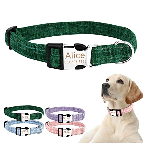 TONYFY Personalisiertes Hundehalsband, Individuelles Name und Telefonnummer, Einfarbiges Design mit Etikett, Verstellbares Haustierhalsband mit Leine, für Kleine, MittelgroßE GroßE Hunde (Grün-M) TONYFY Personalisiertes Hundehalsband, Individuelles Name und Telefonnummer, Einfarbiges Design mit Etikett, Verstellbares Haustierhalsband mit Leine, für Kleine, MittelgroßE GroßE Hunde (Grün-M) von TONYFY