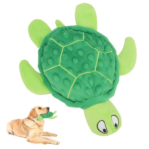 TONYFY Quietschendes Hundespielzeug,Meeresschildkröte Plüsch Hundespielzeug,Interaktives für Welpen zum Zahnen,Kauspielzeug für kleine Hunde(Grün) von TONYFY