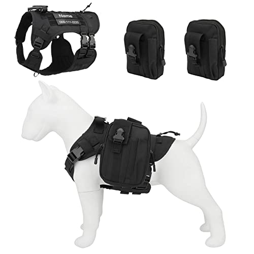 TONYFY Taktisches Hundegeschirr, Heavy Duty No-Pull Sicherheitsgeschirr, Atmungsaktiv Weich Laufgeschirre, Einstellbar mittlere & große Hunde Brustgeschirre für Draußen Training Wandern (C Satz, L) von TONYFY