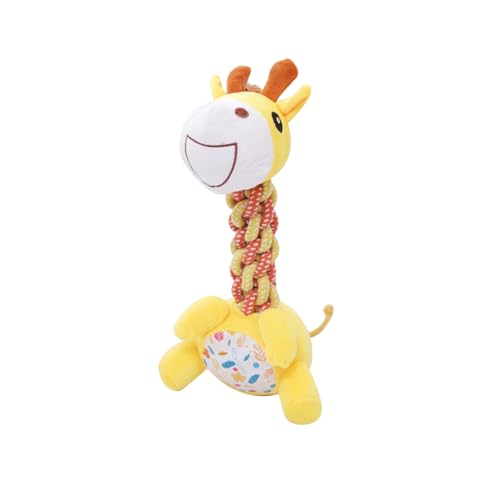 TONYFY Tough Rope Knot Plush Dog Toys with Squeaker Rope Tug - Durable Chew Toys for Tething Puppies and Small-Medium Dogs, Interactive Chewing Fun, Best Birthday Gift for Dogs (Yellow Giraffe) von TONYFY