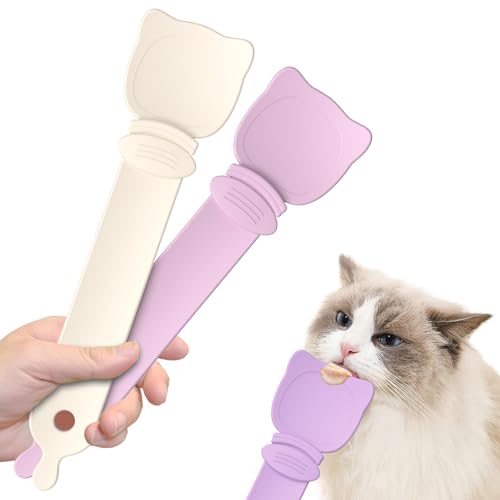 2 x Katzen-Löffel, Katzen-Leckerlöffel, Leckerlis-Löffel, Quetschen, Katzenlöffel für Nassfutter, einfaches Griff-Design, Rosa und Weiß 2 x Katzen-Löffel, Katzen-Leckerlöffel, Leckerlis-Löffel, Quetschen, Katzenlöffel für Nassfutter, einfaches Griff-Design, Rosa und Weiß von TOOGOND