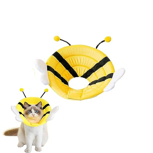 TOOSOAR Haustier Halskrause,Verstellbar von 32-36 cm Leichtgewicht Schutzkragen für Welpen, Kleine Hunde und Katzen (Gelbe Biene-XL) von TOOSOAR