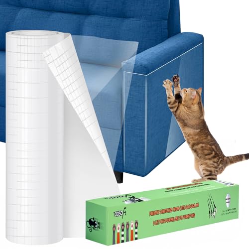 Kratzschutz Sofa Katze Transparent 4.1m x 31.5cm: TOOSOFt Katzen Kratzschutz Selbstklebend Tape Extra Lang - Anti Kratz Folie für Katzen Flexibler Schnitt - Sofaschutz Katze für Moebel Couch Tür Wand von TOOSOFt