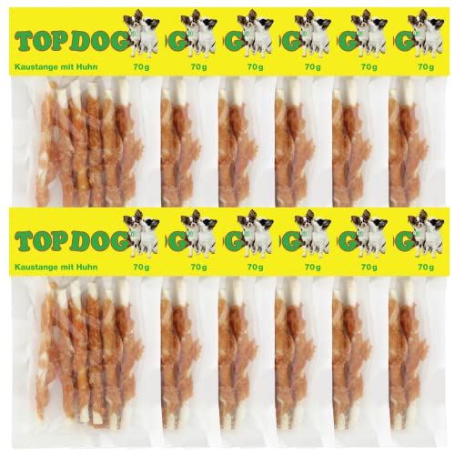 Top Dog Kaustange im Hähnchenfiletmantel, 70g, zuckerfreier Kausnack für Hunde (12x 70g) von TOP DOG Heimtiernahrungs GmbH