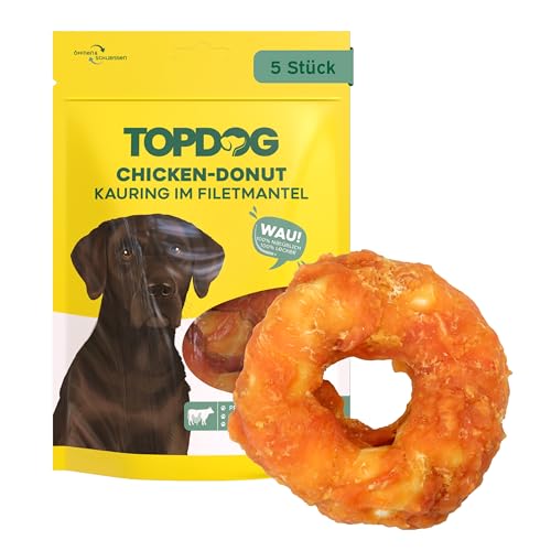 Top Dog Chicken-Donut mit Huhn, zuckerfreier Kausnack für Hunde (5 Stück im Beutel) von TOP DOG Heimtiernahrungs GmbH