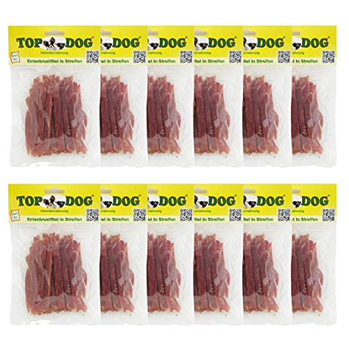 Top Dog Entenbrustfilet in Streifen, 80g, zuckerfreier Kausnack für Hunde (12x 80g) von TOP DOG Heimtiernahrungs GmbH