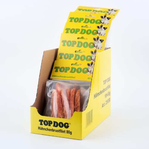 Top Dog Hähnchenbrustfilet in Streifen, 80g, zuckerfreier Kausnack für Hunde (10x 80g) von TOP DOG Heimtiernahrungs GmbH