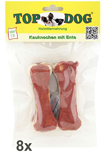 Top Dog Kauknochen mit Ente, 2 Stück im Beutel (8X 2 Stück) von TOP DOG Heimtiernahrungs GmbH