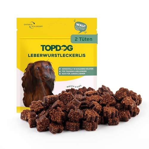 Topdog Leberwurst Leckerli für Hunde 2 x 80g - Kleine Happen als Belohnung oder für das Training - 100% Natürlich ohne Zusatzstoffe - Ideales Hundeleckerli Topdog Leberwurst Leckerli für Hunde 2 x 80g - Kleine Happen als Belohnung oder für das Training - 100% Natürlich ohne Zusatzstoffe - Ideales Hundeleckerli von TOP DOG Heimtiernahrungs GmbH