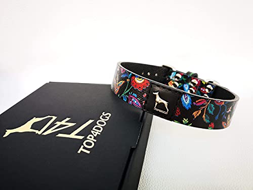 TOP4DOGS® Hundehalsband aus echtem Leder, handgefertigt, hergestellt in Italien, Größe L (51 - 59,5 cm) Farbe Orient von TOP4DOGS