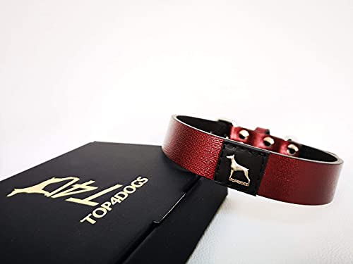 TOP4DOGS® Hundehalsband aus echtem Leder, handgefertigt, hergestellt in Italien, Größe M (45 - 53,5 cm), Farbe: Violett von TOP4DOGS