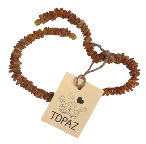 TOPAZ® Bernsteinkette Hund Bernsteinhalsband Katze natürlicher Zeckenschutz Flöhe handgefertigt (Länge 20 cm) von TOPAZ