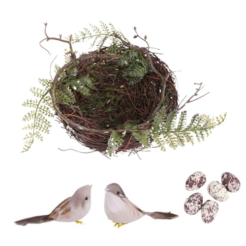 TOPBATHY 1 Satz Vogelnest-Foto-Requisiten künstliches Nestdekor Partybevorzugung dekoratives Nest-Dekor aus Rattan Vögel liefert Dekoration Blumentopf schmücken von TOPBATHY