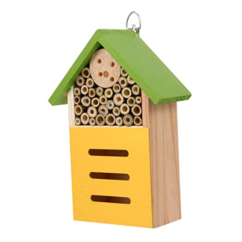 TOPBATHY 1 Stück Insektenbienennest maurerbienen Hotel Rasenschmuck im Freien im Freien Nisthaus insektenhäuser insektenhitel vogelhaus hängender Bienenstock aus Holz hölzern von TOPBATHY