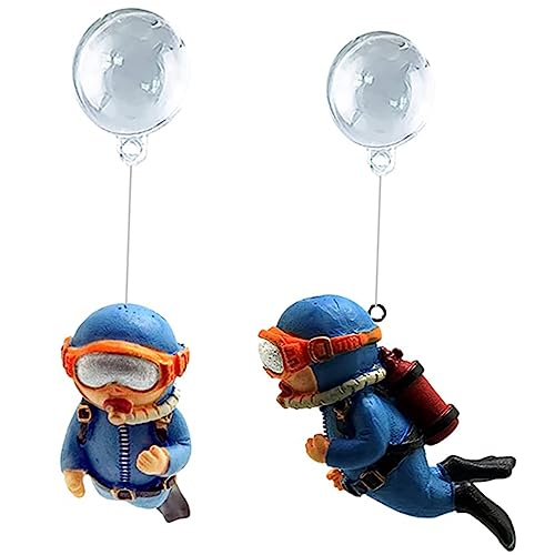 TOPBATHY 2 Stück Schwimmende Taucher Dekorationen für Aquarien Lustige Aquarien Dekoration mit Sauerstoffblase und Kamera Zubehör für Fischliebhaber und Aquariengestaltung von TOPBATHY