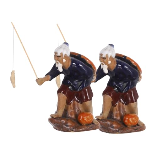 TOPBATHY 2stücke Mini-fischerstatue Aus Keramik Sitzende Feengartenfigur Mikro-Ornament Für Bonsai-topfpflanzendekoration Feng-Shui-Figur Für Aquarium-Terrarium Und Zen-Garten TOPBATHY 2stücke Mini-fischerstatue Aus Keramik Sitzende Feengartenfigur Mikro-Ornament Für Bonsai-topfpflanzendekoration Feng-Shui-Figur Für Aquarium-Terrarium Und Zen-Garten von TOPBATHY
