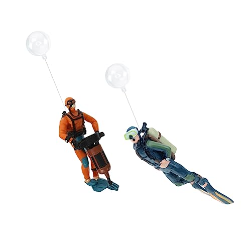 TOPBATHY 2stücke Zwei Stücke Schwimmendes Taucher-dekorationsset Für Aquarien Authentische Ornamente Für Fischbecken Mikrolandschaft Blau Orange von TOPBATHY