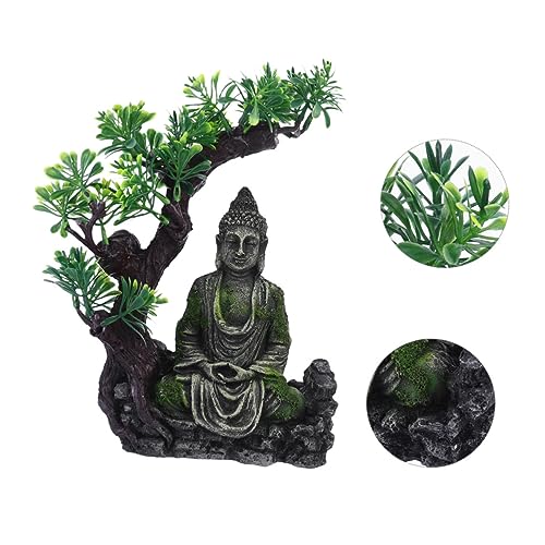 TOPBATHY Buddha Statue für Aquarium Dekoration Kunstharz Ornament mit Simulation Baum für Fisch Tank Bietet Schutz und Spielmöglichkeiten für Fische TOPBATHY Buddha Statue für Aquarium Dekoration Kunstharz Ornament mit Simulation Baum für Fisch Tank Bietet Schutz und Spielmöglichkeiten für Fische von TOPBATHY