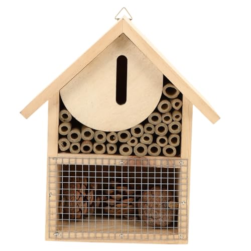 TOPBATHY Holz Bienenhaus für Garten Dekoratives Insektenhotel für Wildbienen Schmetterlinge und Marienkäfer Bietet Schutz und Fördert die Bestäubung von TOPBATHY