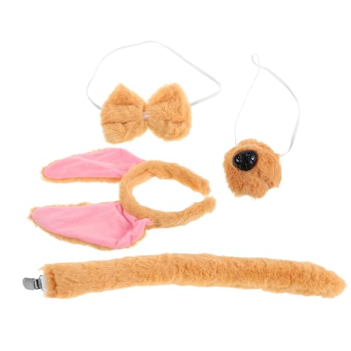 TOPBATHY Plüsch Hundekostüm mit Ohren Nase Fliege für Erwachsene Tier Cosplay Accessoires für Geburtstagsfeiern und Halloween von TOPBATHY