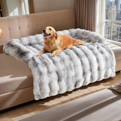 Topchances Hundesofabett, Hundesofa, Bettmatte, Kaninchenfell, Plüsch-Möbelschutz, Haustier-Sofa-Matte für Hunde und Katzen, Farbverlauf, Grau, 75 x 75 x 13 cm Topchances Hundesofabett, Hundesofa, Bettmatte, Kaninchenfell, Plüsch-Möbelschutz, Haustier-Sofa-Matte für Hunde und Katzen, Farbverlauf, Grau, 75 x 75 x 13 cm von TOPCHANCES