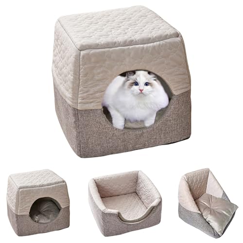 Topchances Katzenbett oder Hundebett, abnehmbares und maschinenwaschbares Sofa oder Haustierhaus mit flauschiger Matte für Katzen und kleine Hunde (35 x 33 x 30 cm) von TOPCHANCES
