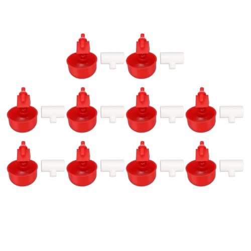 10pcs Automatische Hühnerwasserer, Vogelwasserspeisungs -Kit mit 10 T -Shirt -Armaturen, Große Schüsselgröße, Schwimmer -Geflügel -Wässerungstasse für Hühner, Enten, Gänse, 10pcs Automatische Hühnerwasserer, Vogelwasserspeisungs -Kit mit 10 T -Shirt -Armaturen, Große Schüsselgröße, Schwimmer -Geflügel -Wässerungstasse für Hühner, Enten, Gänse, von TOPINCN
