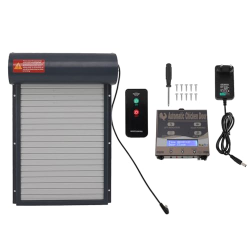 Automatische Hühnerkooptür, Solarbetriebene Aluminiumküken Coops Türen Opener mit Timer und Lichtsensor für Geflügel (EU-Stecker) von TOPINCN