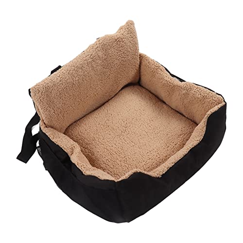 Haustier Booster Autositz Soft Atmungsaktives Künstliches Lambsweool Faltbares Haustierbett für Reisen mit Sicherheitsleine für Hund (Black) von TOPINCN