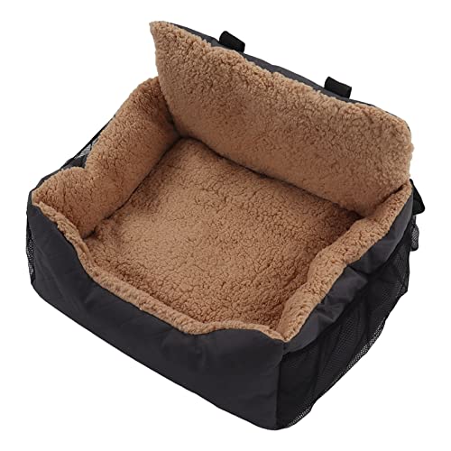 Haustier Booster Autositz Soft Atmungsaktives Künstliches Lambsweool Faltbares Haustierbett für Reisen mit Sicherheitsleine für Hund (Grey) von TOPINCN
