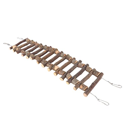 Haustier-Kletterbrücke, Hängende Haustier-Holzleiter, Apfelholz, Zähneknirschen, Übung, Haustier-Balance für Kleintierkäfig (50CM) von TOPINCN