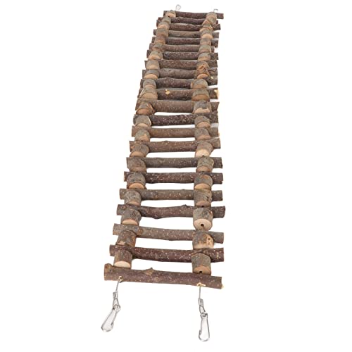 Haustier-Kletterbrücke, Hängende Haustier-Holzleiter, Apfelholz, Zähneknirschen, Übung, Haustier-Balance für Kleintierkäfig (70CM) von TOPINCN