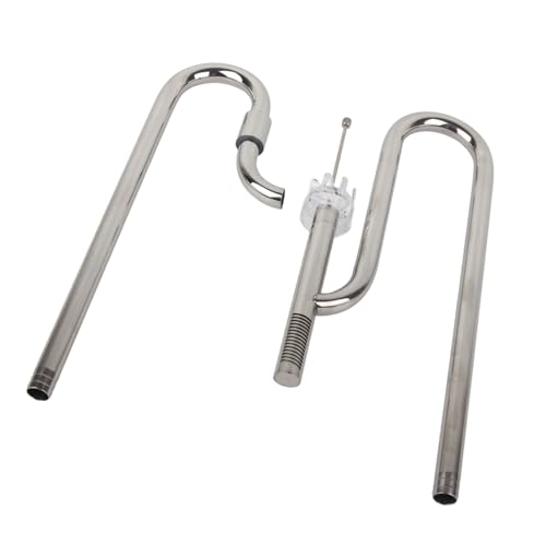 TOPINCN 304 Edelstahl Leliepop -Fläche Skimmer -Set mit Rotierendem Öl Entfernter Film für Einen Sicheren Aquariengebrauch, Metallzufluss und Abflussrohr (16 mm/0,63 Zoll) von TOPINCN