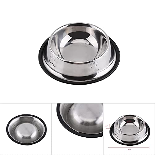 TOPINCN Anti -Slip -Edelstahl Haustierschale für Hunde und Katzen, Schockdistelnde Feeder für Zuhause und Reisen (15 cm) von TOPINCN