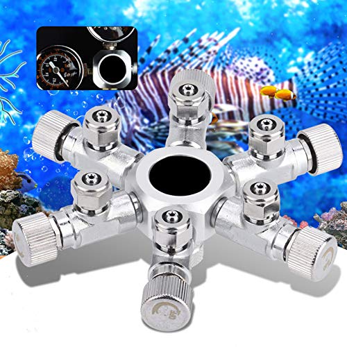 TOPINCN Aquarium CO2 -Splitterventil Langlebiger Aluminiumlegierung CO2 -Händler für Fischtankbesitzer (6 Pässe) von TOPINCN