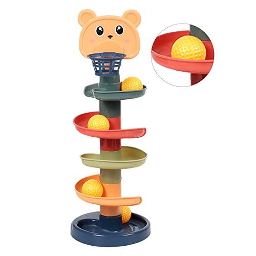 TOPINCN Bildungsbabyball-Turm mit Leuchtenden Farben, Abgerundeten Kanten und Abnehmbarem Design, Interaktives Spiel für Eltern-Kind-Bindung, Kunststoffmaterial (5 Schichten mit 5 Golfplätzen Eine von TOPINCN