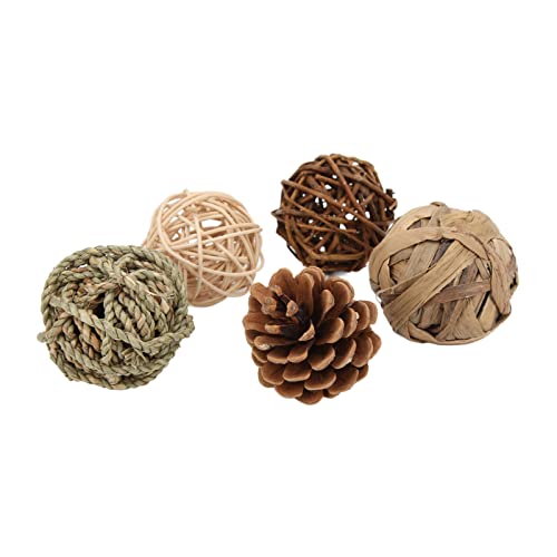 TOPINCN Bird Sepak Takraw Toy Care Toy Set für Haustiere, um Kauen zu Kauen, Stress und Bewegung zu Lindern, Kieferngel für Kleine Haustiere Enthalten (Ballanzug) von TOPINCN