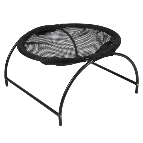TOPINCN Edelstahl -Leinwandkatze Hängemattenbett, Erhöhtes Kleines Hund Hängemattenbett für Innen Im Freien, Abnehmbar Erhöht (Black) von TOPINCN