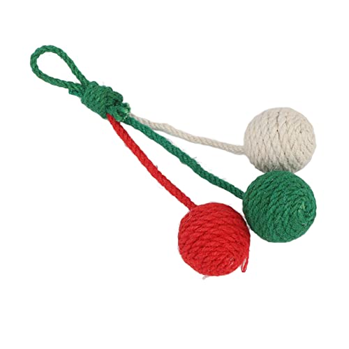 TOPINCN Hängender Katzen-Sisal-Ball, Interaktives Ornament, Bunte Lanyard-Katzenball-Spielzeug, Aufhängbar, Sicher für den Innenbereich für Haustiere (Rot Grün Weiß) von TOPINCN