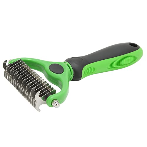 TOPINCN Haustier-Unterwolle-Rechenbürste, Reizfrei, Verhindert Haarausfall, Hundekamm, Knotenentfernung für Welpen (L Grün Schwarz) von TOPINCN