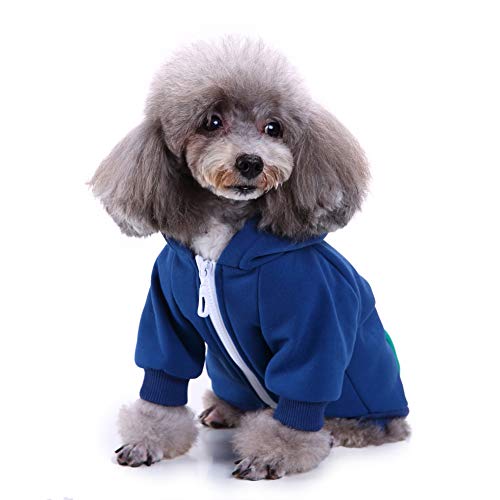 TOPINCN Haustier Warmes Zip -up -Hoodie Hügel für Hund Casual Tenfit in Blue S, M, L, XL für und Winterkleidung (L) von TOPINCN
