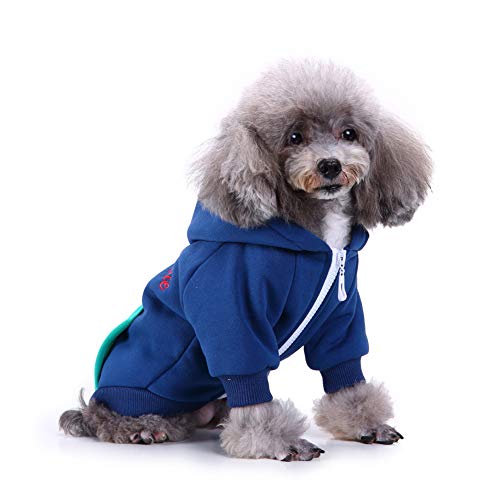 TOPINCN Haustier Warmes Zip -up -Hoodie Hügel für Hund Casual Tenfit in Blue S, M, L, XL für und Winterkleidung (S) von TOPINCN