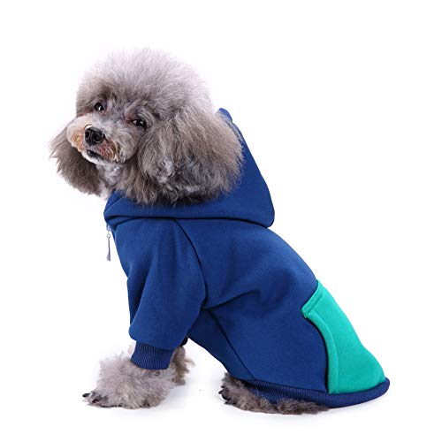 TOPINCN Haustier Warmes Zip -up -Hoodie Hügel für Hund Casual Tenfit in Blue S, M, L, XL für und Winterkleidung (XL) von TOPINCN