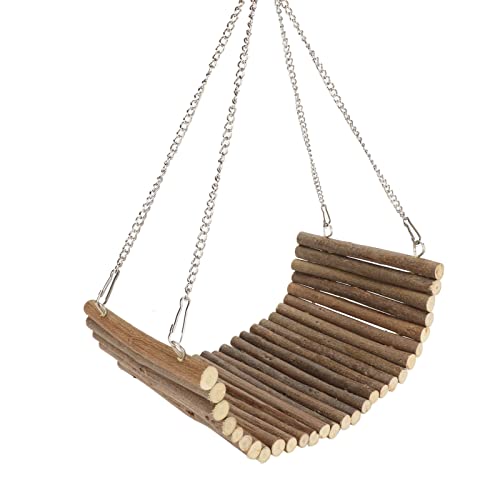 Kaninchen-Holzschaukel, Spielende Multifunktionale Holz-Hamster-Schaukel-Hängematte, Natürliche, Niedliche Ruheplattform, Großer Platz für Rennmäuse, Spatzen, für Hamster (15 * 35 cm) von TOPINCN