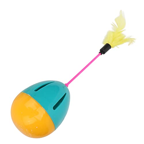 TOPINCN Katzenspielzeug in Federn in Hellen Farben 360 360 Interaktive Rotation Spielzeugkatzen für Verspielte Plastikstäbe (Blau, Grün und Gelb) von TOPINCN