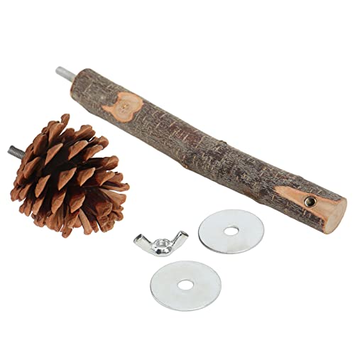 TOPINCN Kiefernkegel+Applewood Bird Stand Pole, Vogelkäfig -Dekorationsspielzeug mit Zusätzlichem Platz, Ideal für Papageien (S) von TOPINCN