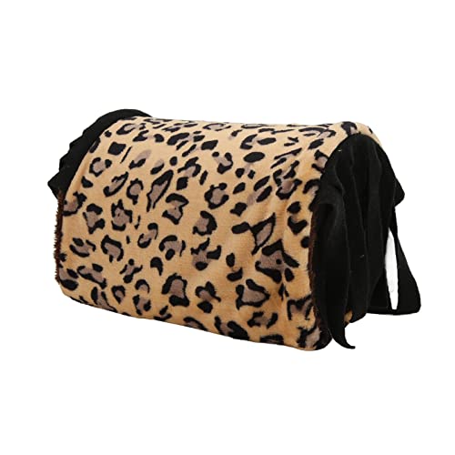 TOPINCN Meerschweinchen -Hassout -Spielrohr, Pet Tunnel mit Fransenvorhang, Multi Funktionales Kleines Haustierspielzeug, Leopardenmuster Stylish Design (Beige) von TOPINCN