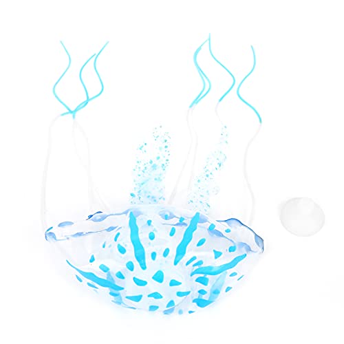 TOPINCN Ornament von Glänzendem Silikon für Aquariendekoration, Schwimmende Lichtfische, Leicht zu Bedienen mit Saugbecher, Nicht -Material für Fische und Aquarien (Blue) von TOPINCN
